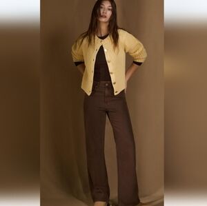 Old Navy Brown High Rise Wide Leg Straight Jeans